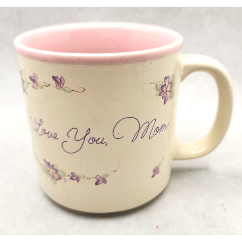 Vintage 1987 I Love You Mom Coffee Cup Mug Lefton China Handpainted MS